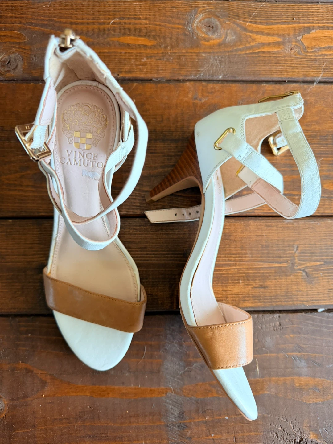 Vince Camuto White and Tan Heeled Sandals - photo 2