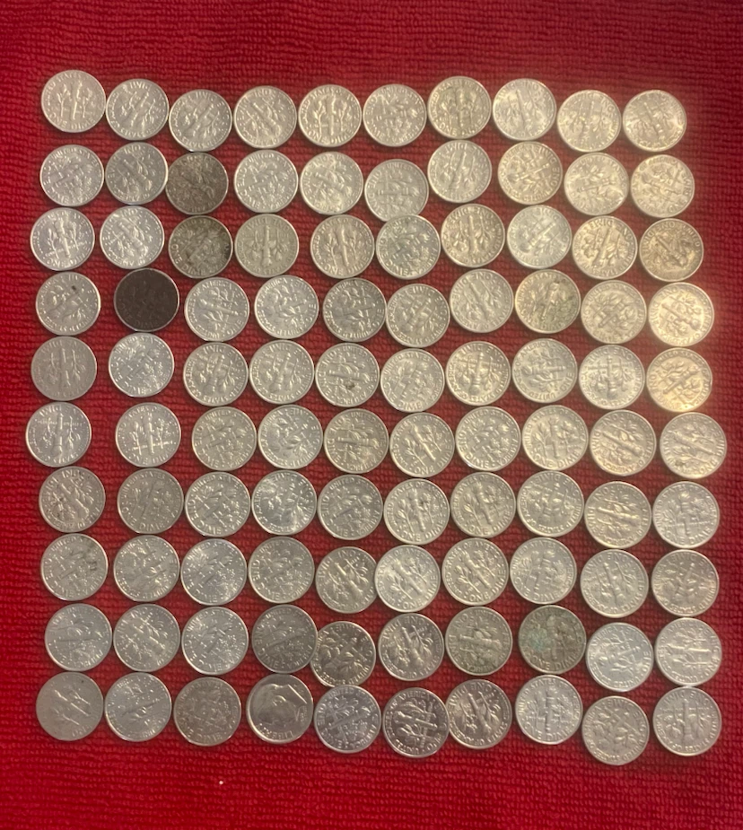 100 Assorted United States Dimes