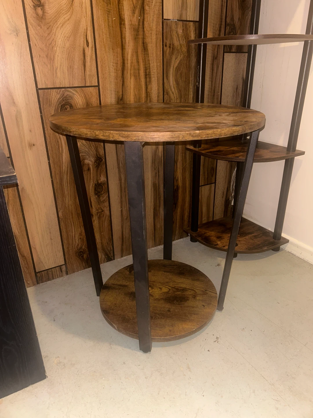 Rustic Corner Shelf and Round Side Table Set - photo 2