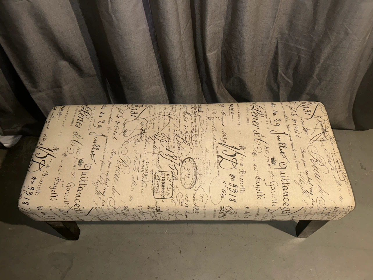 French Script Fabric Upholstered Bench - photo 2