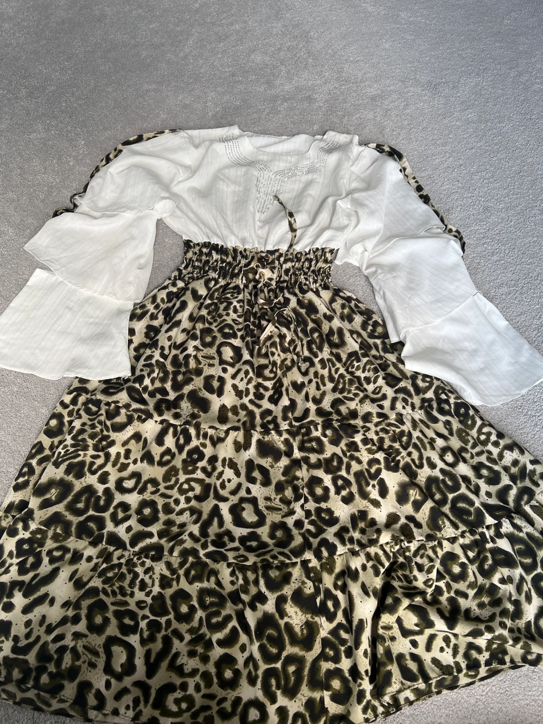 Leopard Print and White Dress