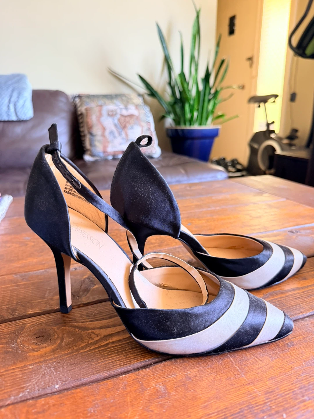Expression Striped Black and White Heels