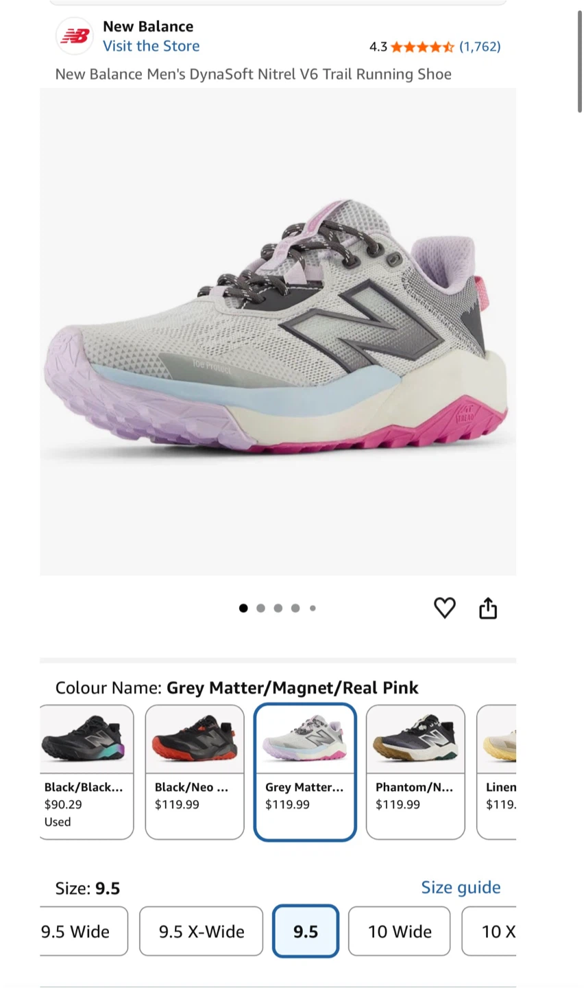 New Balance DynaSoft Nitrel V6 Trail Running Shoes 9.5 Woman
