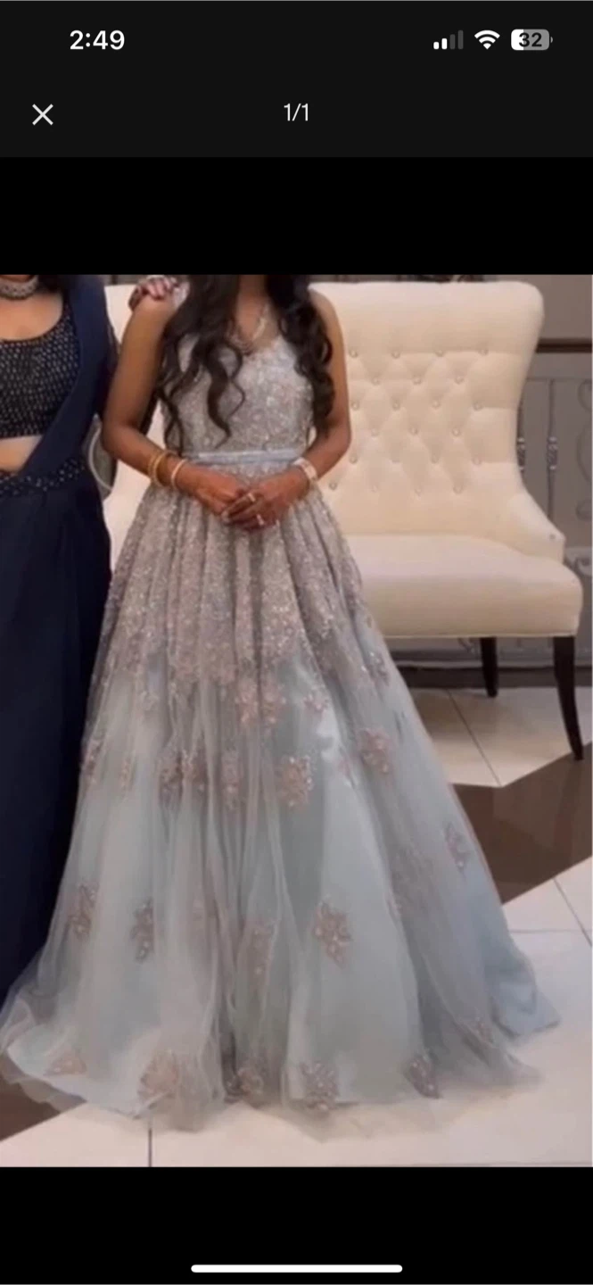 Light Blue Embroidered Gown
