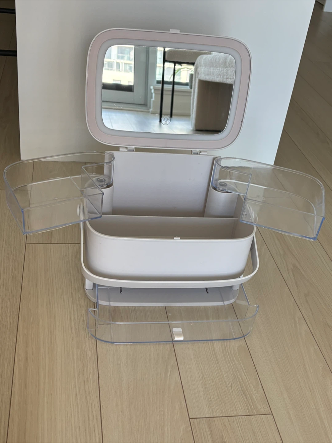 Portable Makeup Organizer with LED Lighted Mirror - photo 2