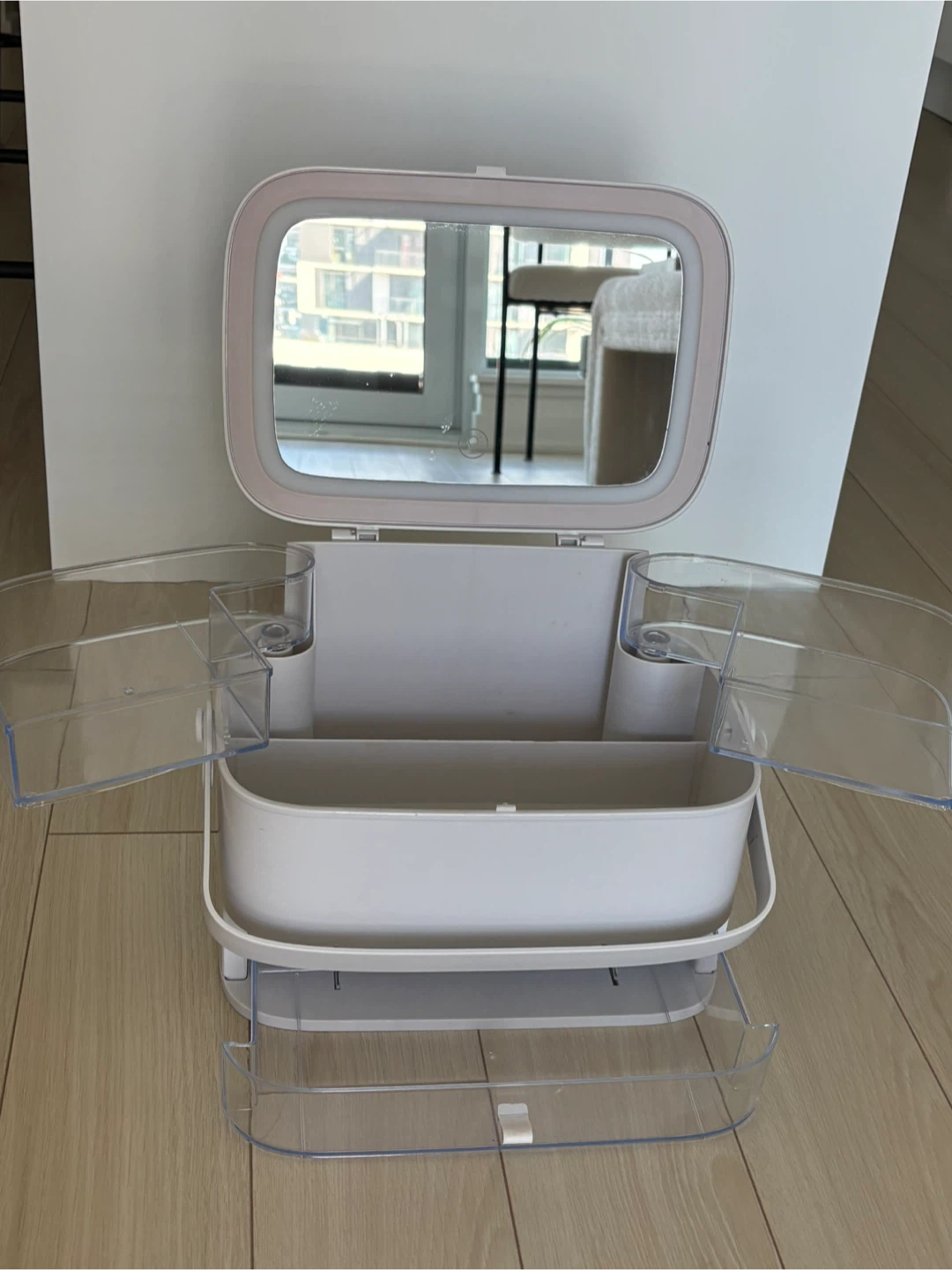 Portable Makeup Organizer with LED Lighted Mirror - photo 3