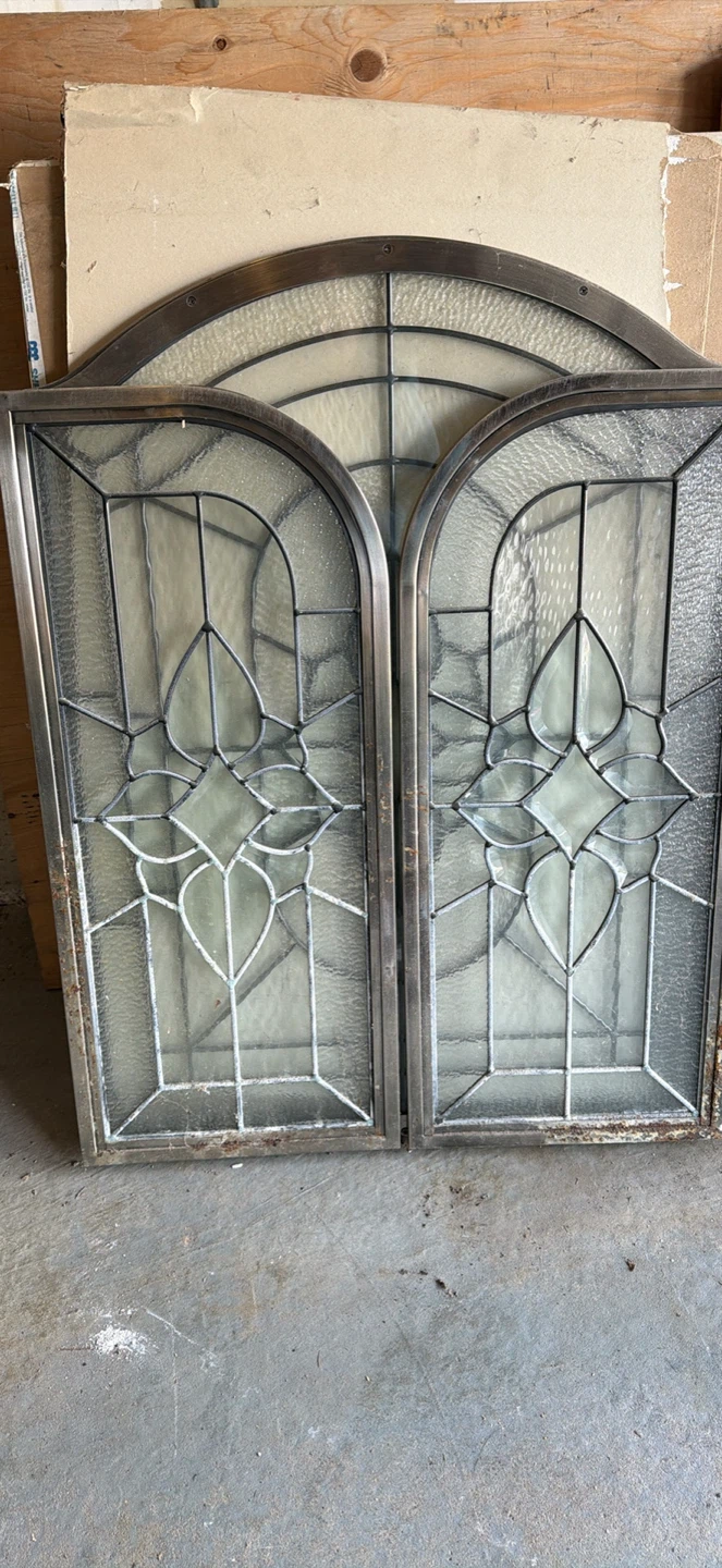 Three-Panel Stained Glass Fireplace Screen