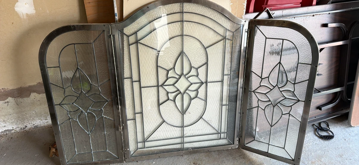 Three-Panel Stained Glass Fireplace Screen - photo 2