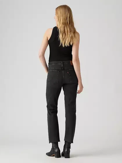 Levi’s Wedgie Straight Ankle Jeans Black Ripped – Size W25 - photo 3