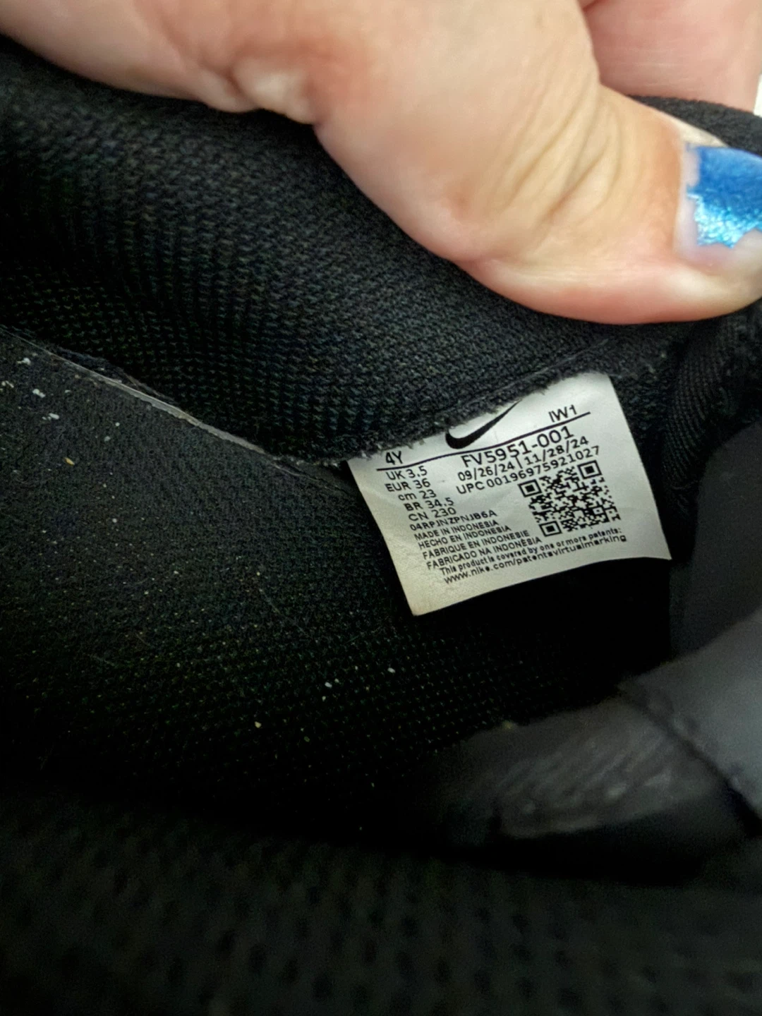 Nike Air Force 1 Black Sneakers Size 4Y - photo 3