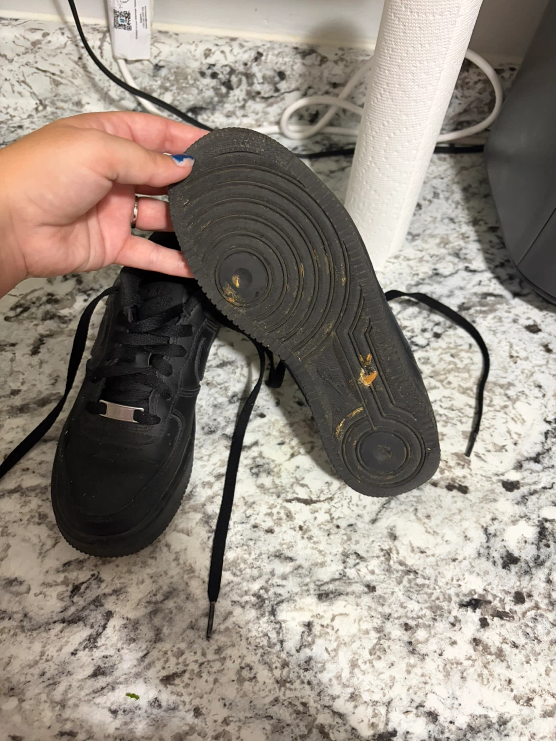Nike Air Force 1 Black Sneakers Size 4Y - photo 4