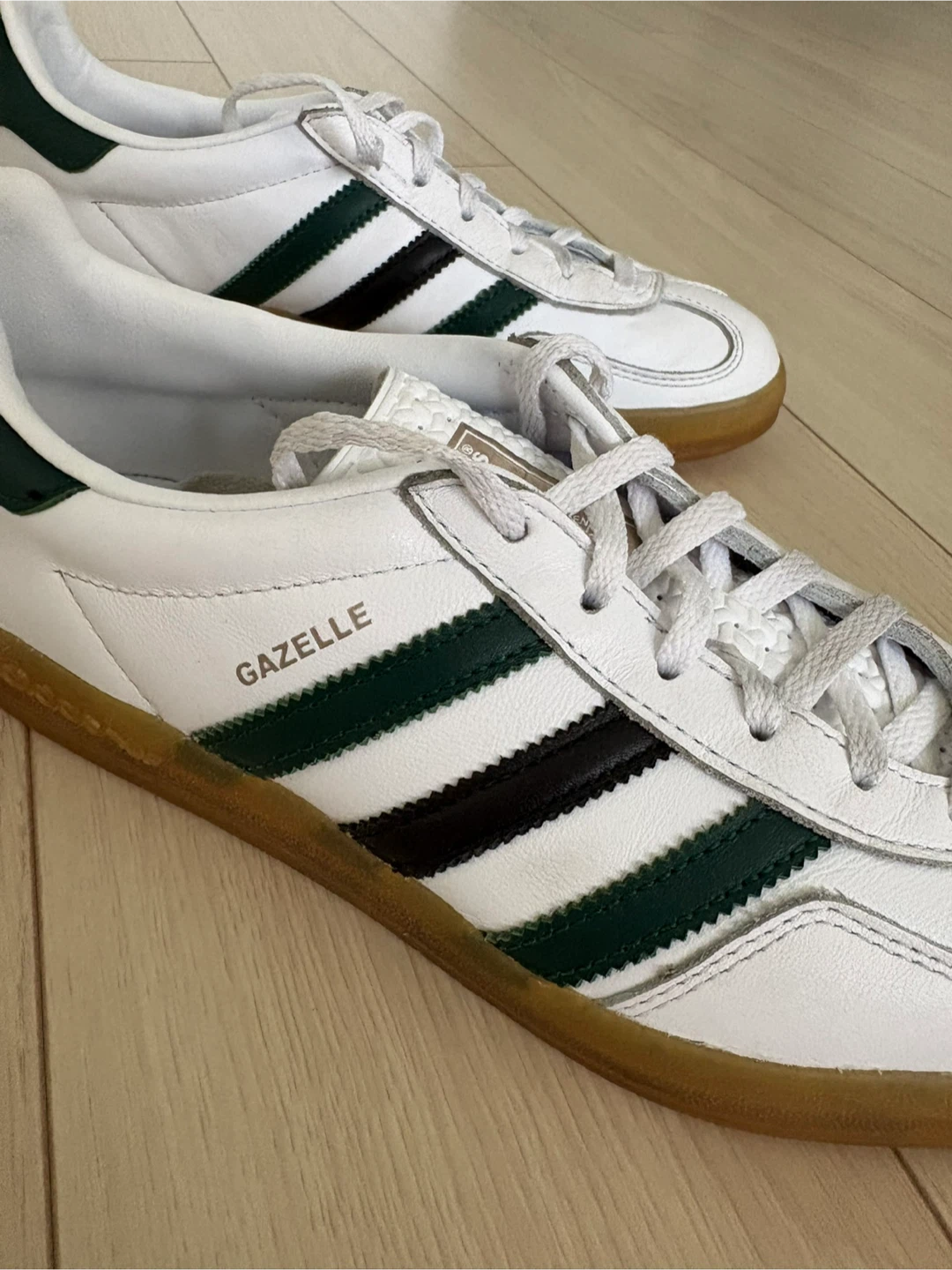 Adidas Gazelle White and Green Sneakers