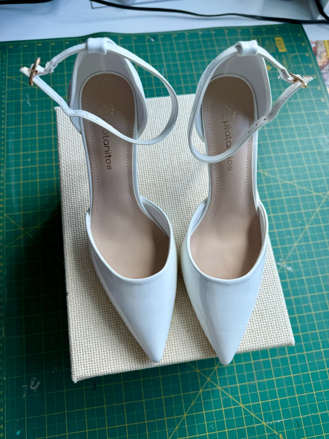 White Ankle Strap Heels
