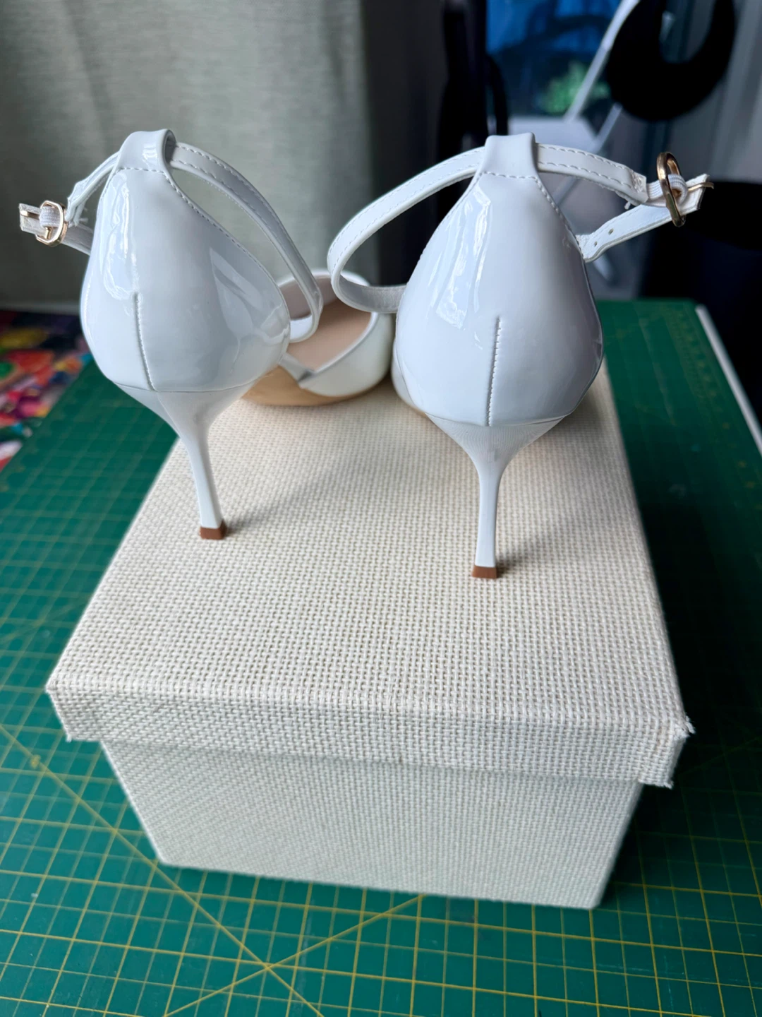 White Ankle Strap Heels - photo 2