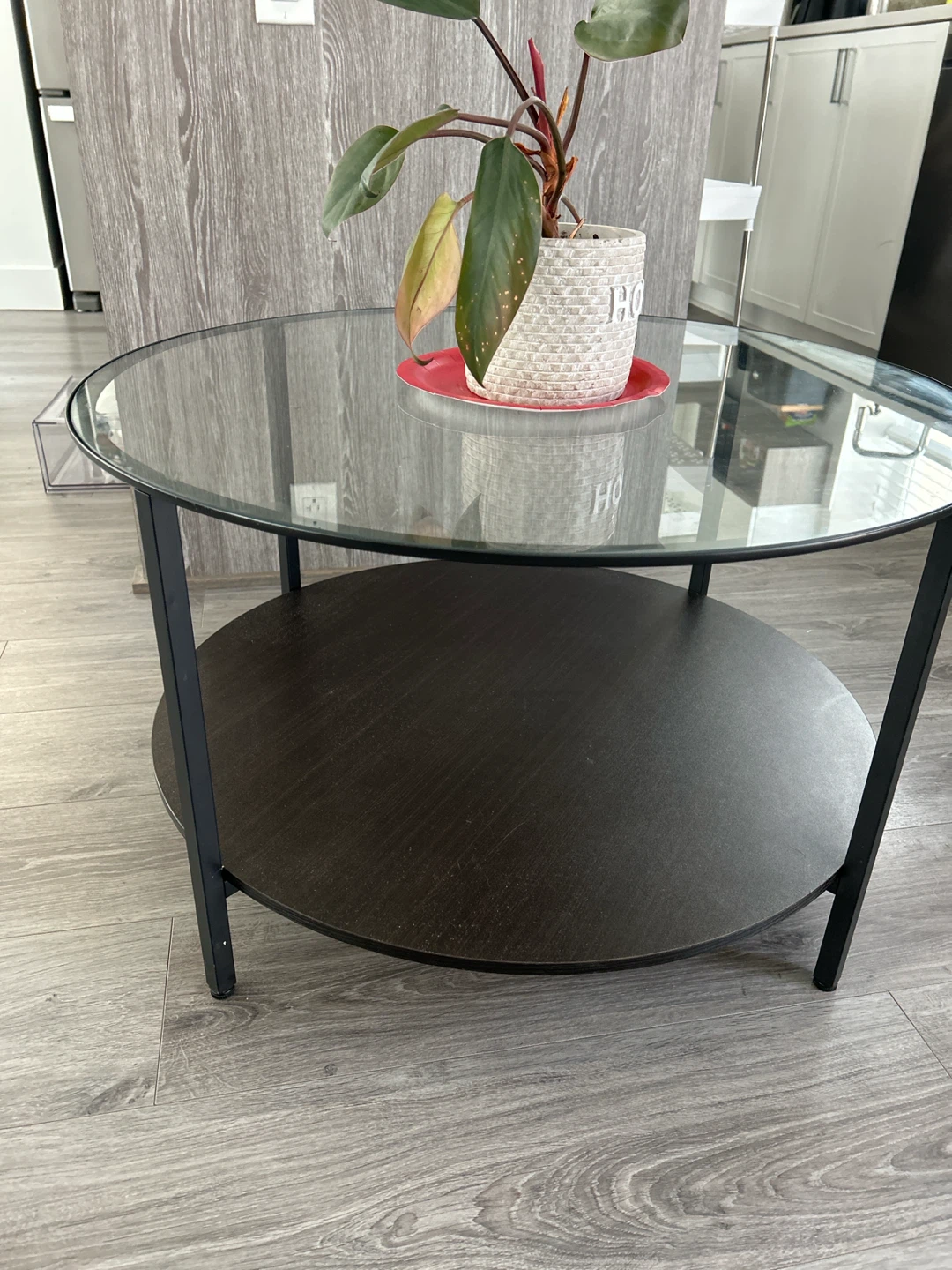 Round Glass Coffee Table with Lower Shelf - photo 3