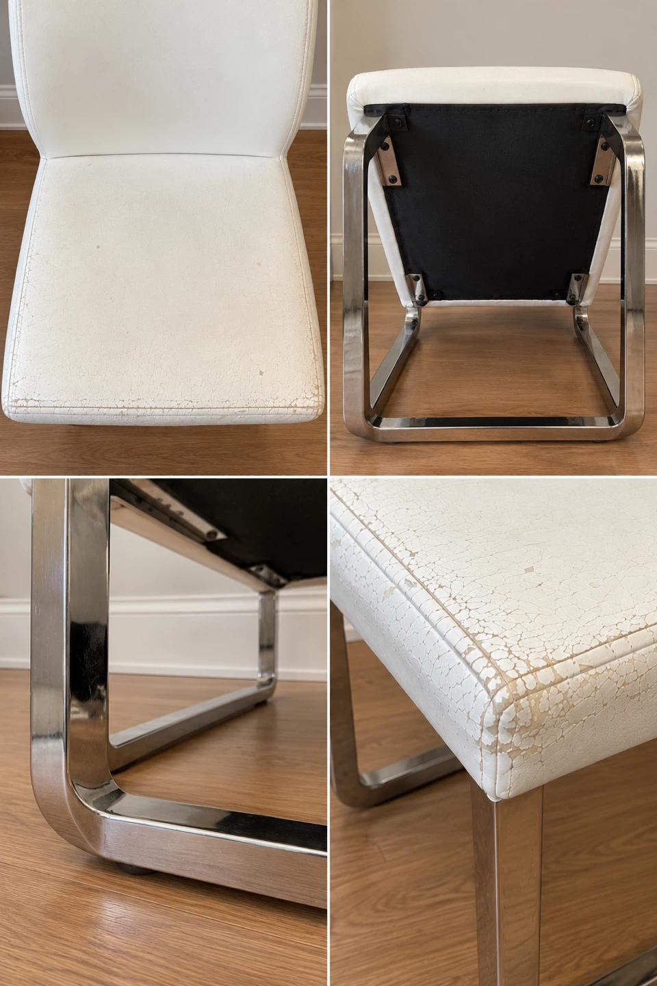 White Faux Leather Dining Chair - photo 4
