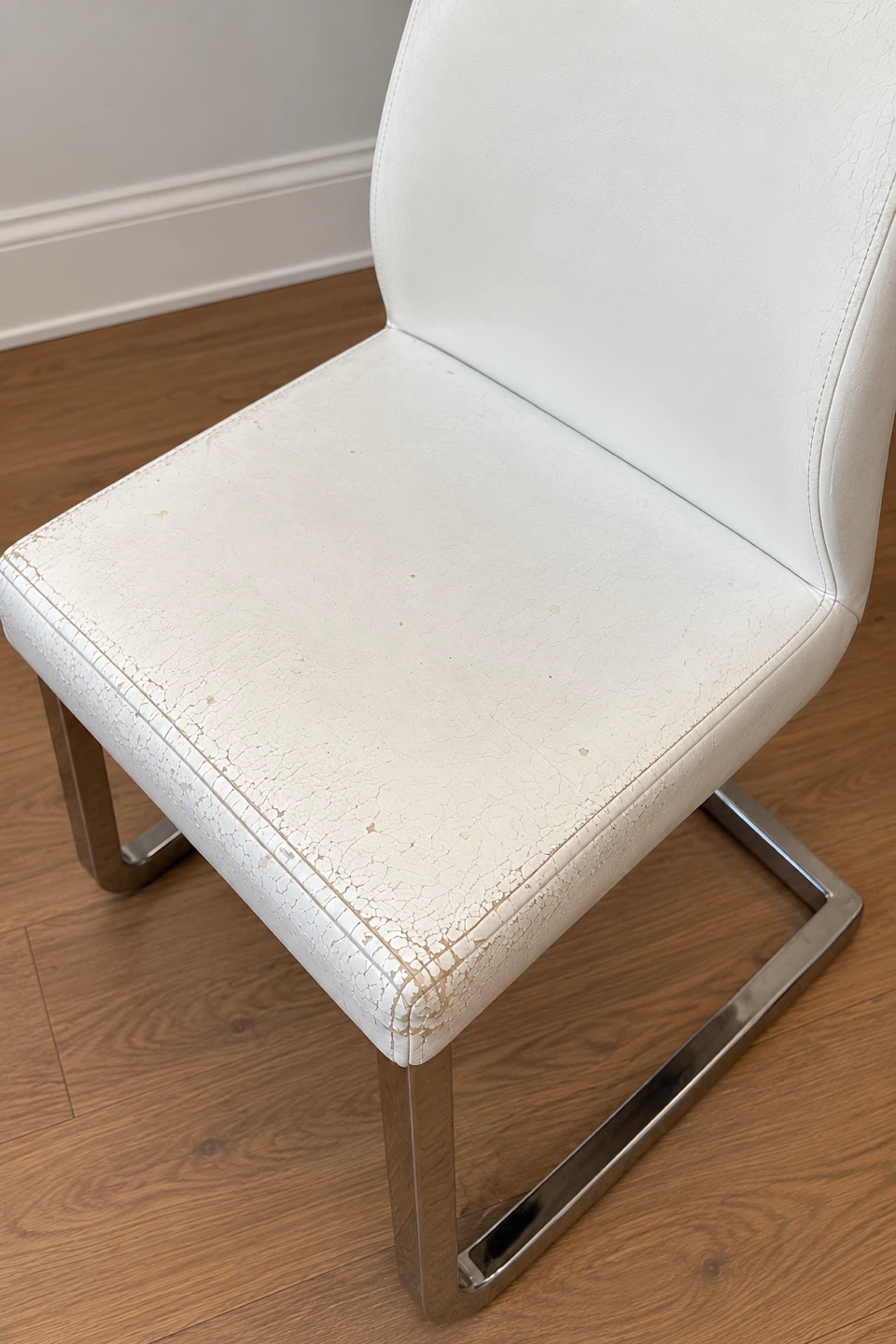 White Faux Leather Dining Chair - photo 3