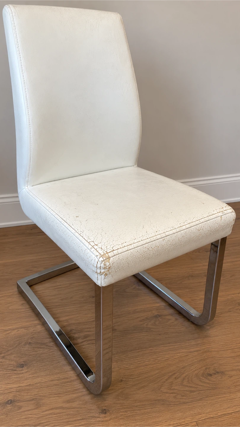 White Faux Leather Dining Chair - photo 2