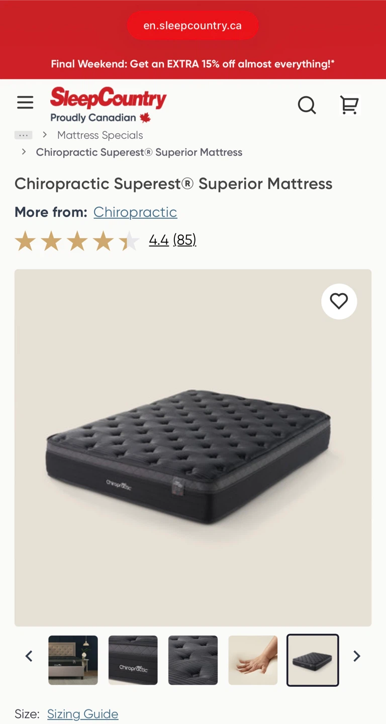 King Size Chiropractic Superior Mattress – Sleep Country - photo 2