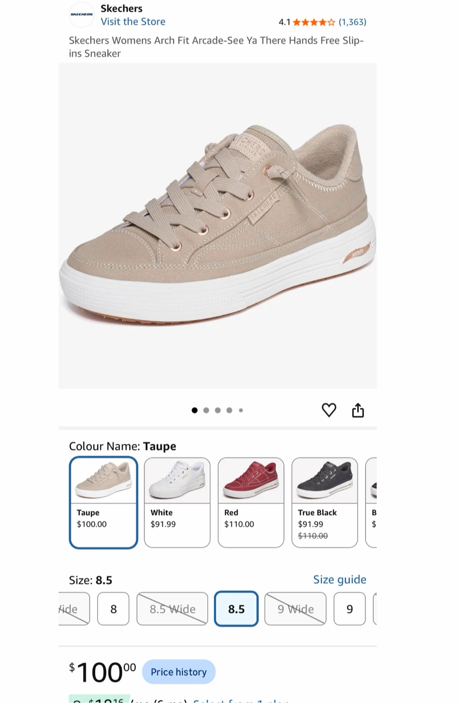 Skechers Arch Fit Arcade Sneakers - Taupe - Size 8.5