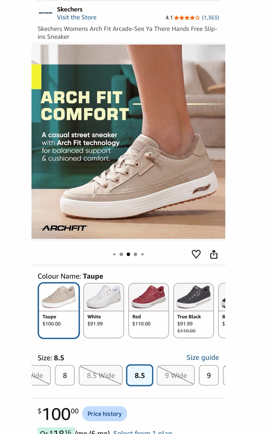 Skechers Arch Fit Arcade Sneakers - Taupe - Size 8.5 - photo 2