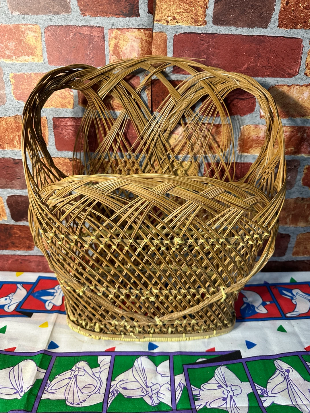 Vintage Woven Wicker Magazine Rack