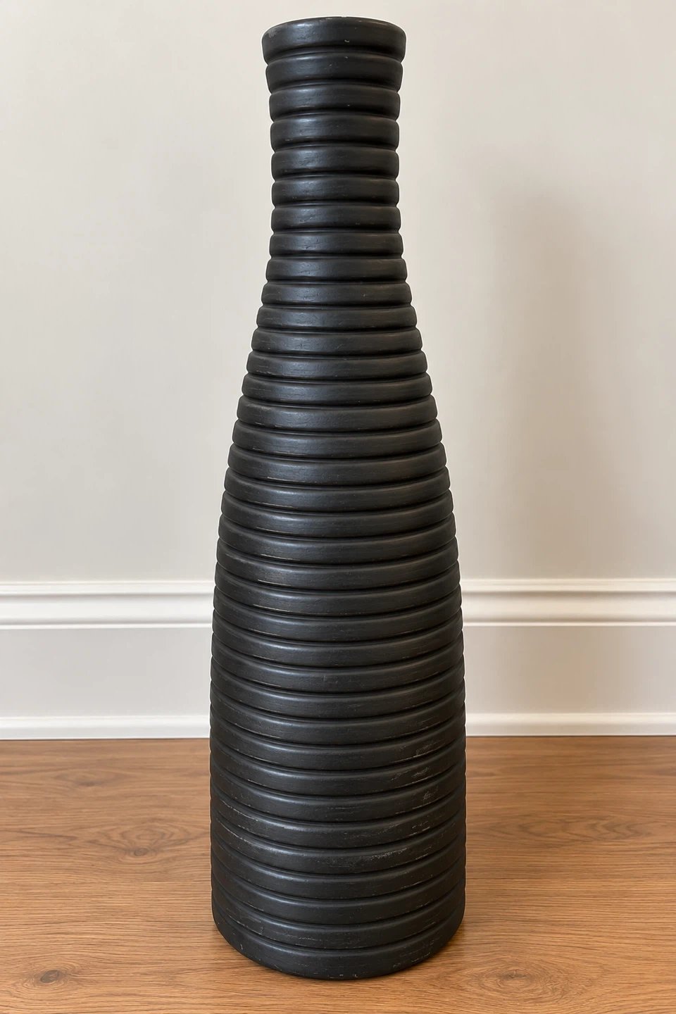 Set of Two Tall Black Ribbed Vases - photo 4