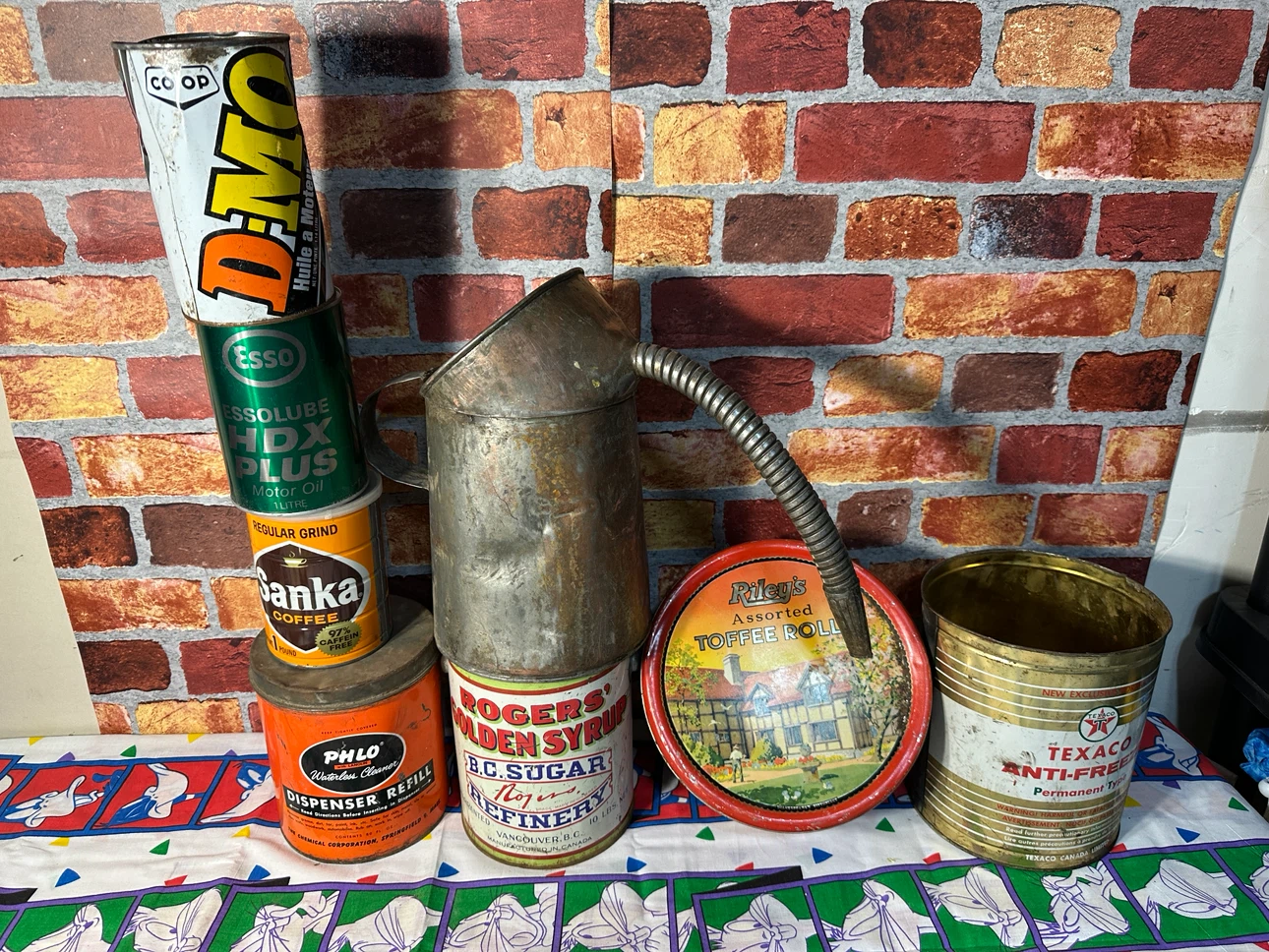 Collection of Vintage Advertising Tins and Oil Can