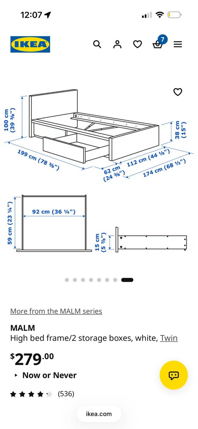 IKEA MALM Twin  Bed Frame with 2 Storage Boxes - photo 2