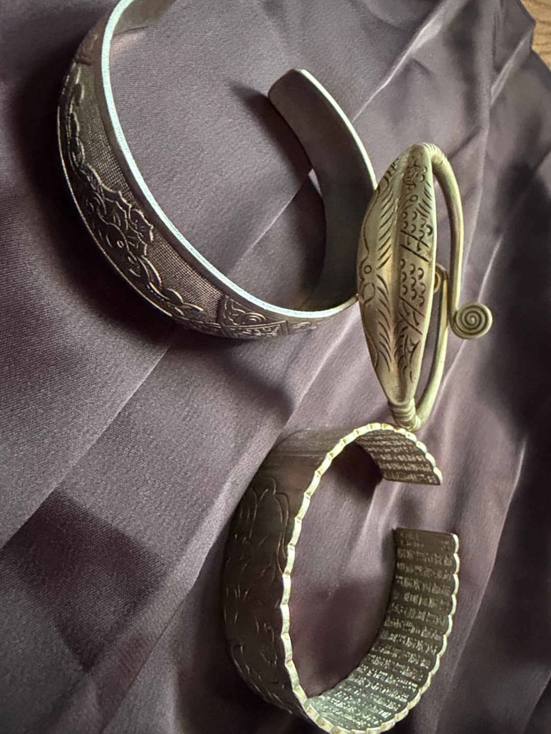 4 Vintage Chinese Silver Bangles - photo 4