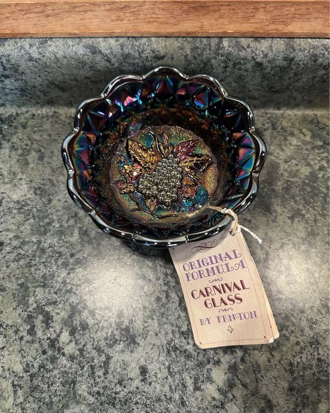 Fenton Carnival Glass Grape and Cable Bowl - photo 3