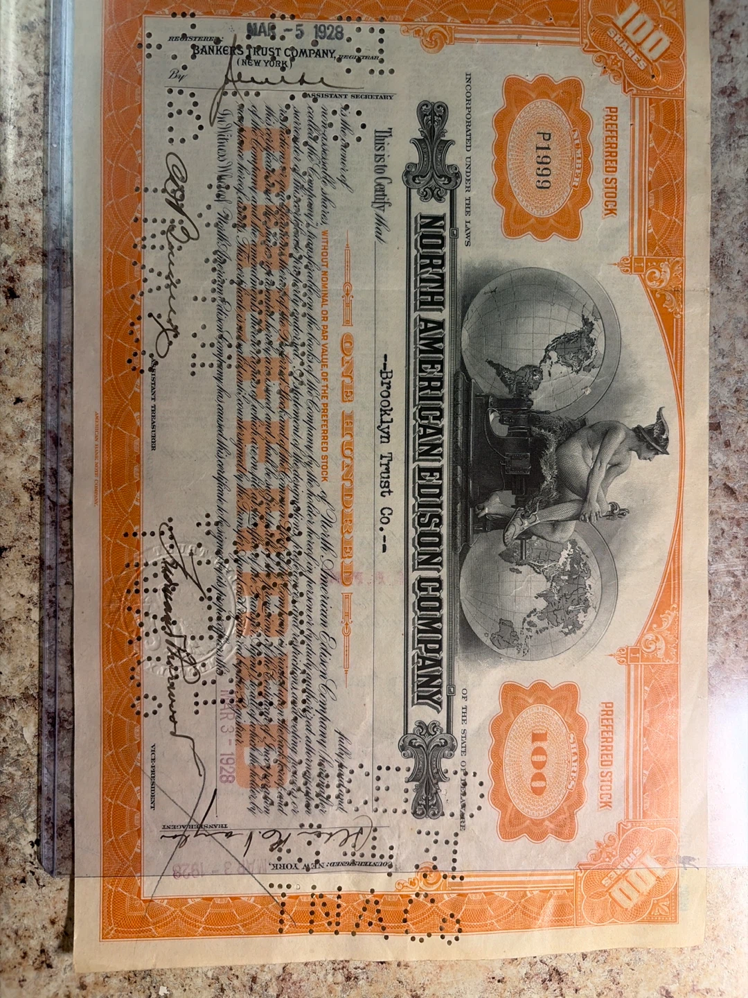 Vintage North American Edison Company Stock Certificate