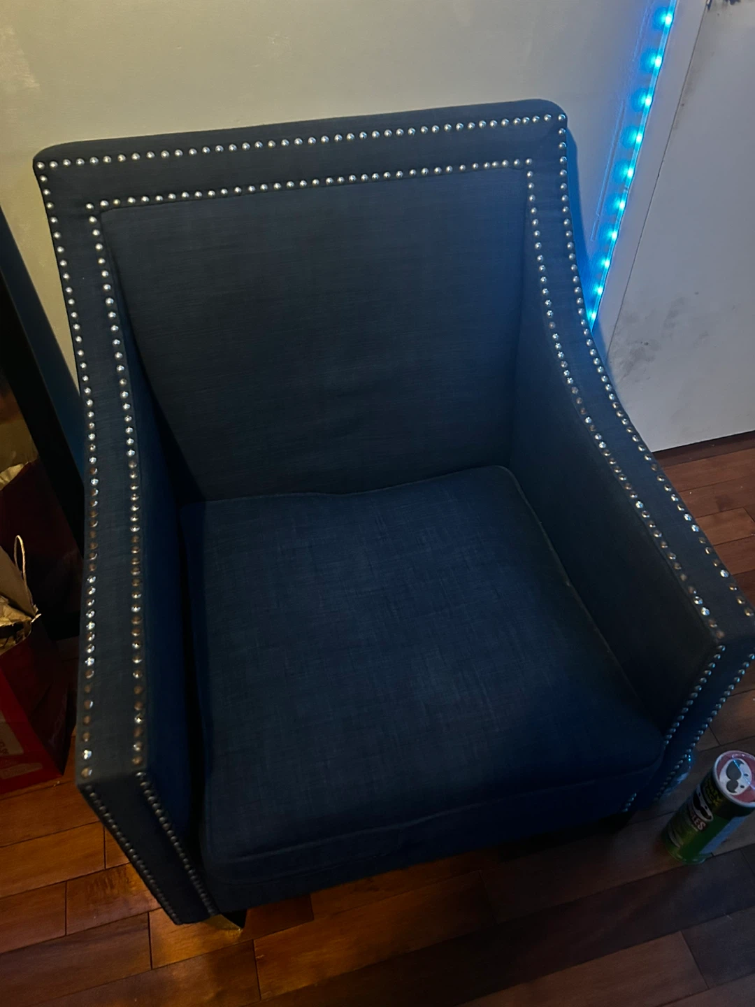 Navy blue accent chair with nailhead trim - photo 2