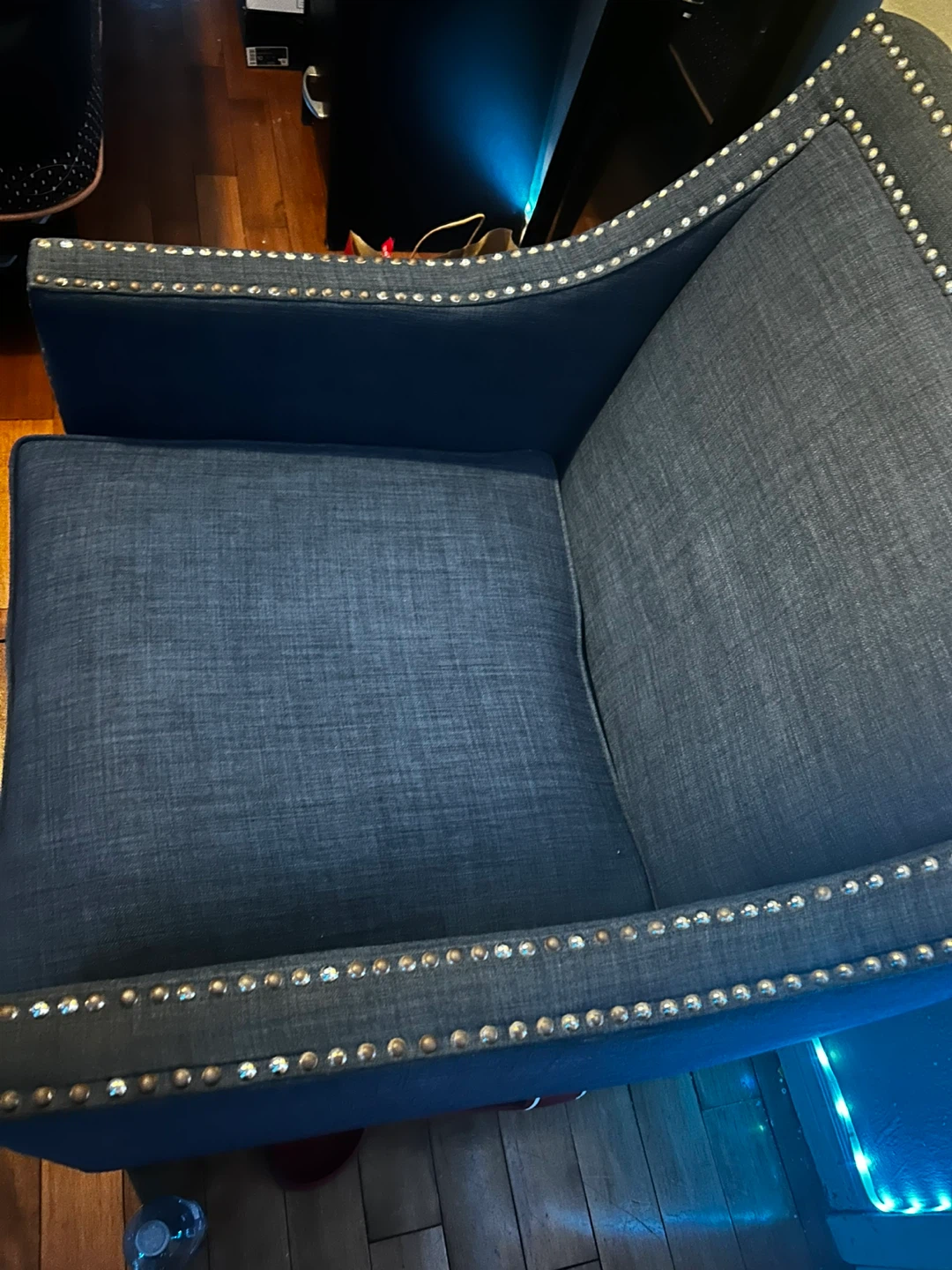 Navy blue accent chair with nailhead trim - photo 5