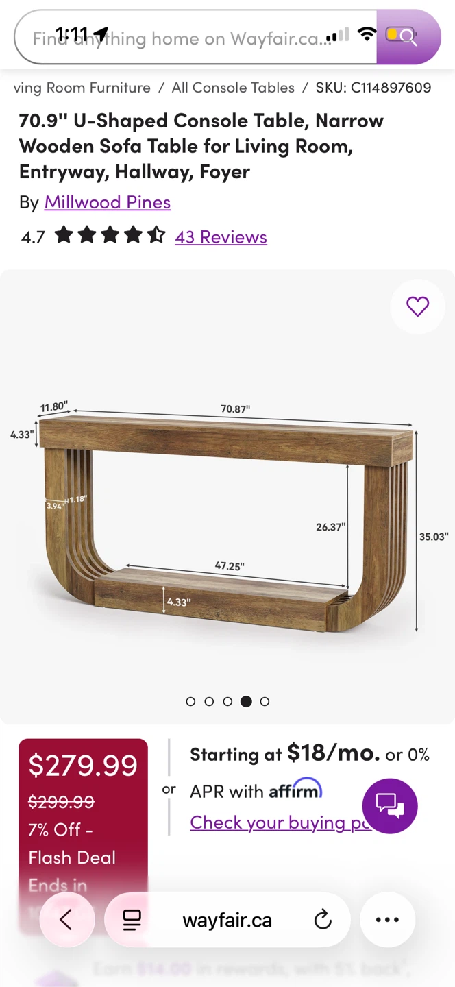 Entryway Console Table , 70.9-Inch Extra Long - photo 2