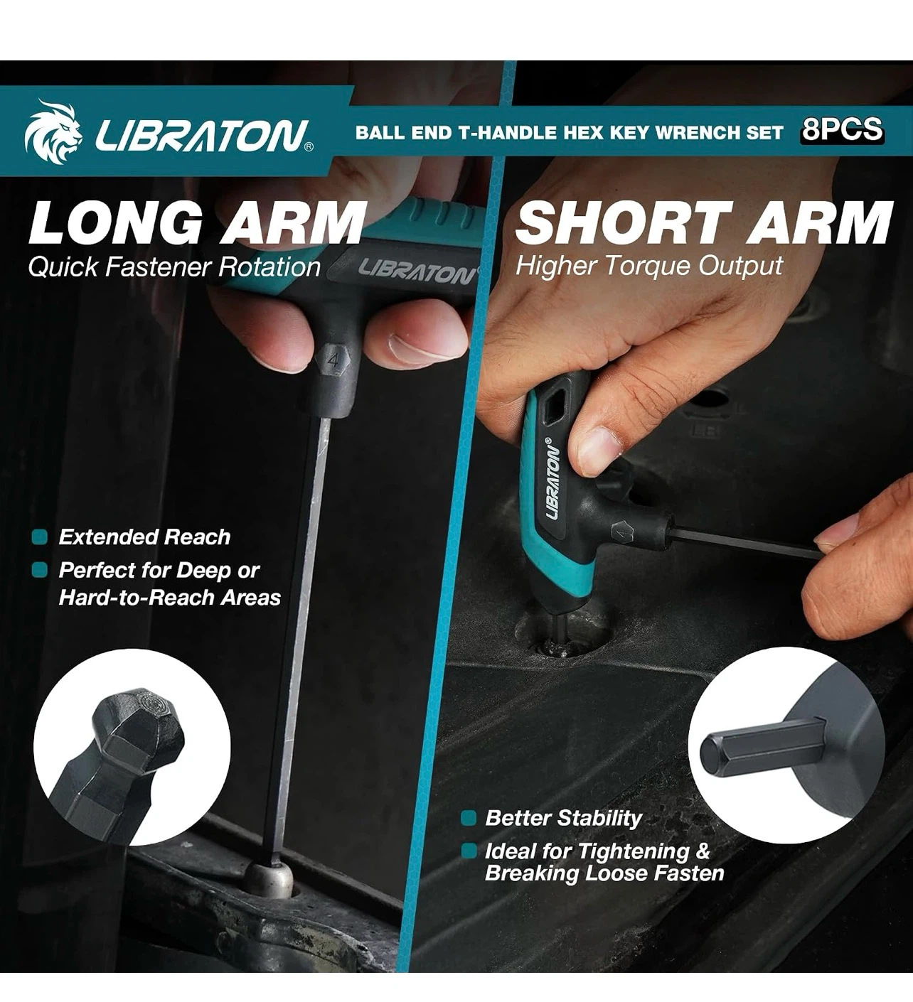 Libraton 8-Piece T-Handle Hex Key Wrench Set - photo 3