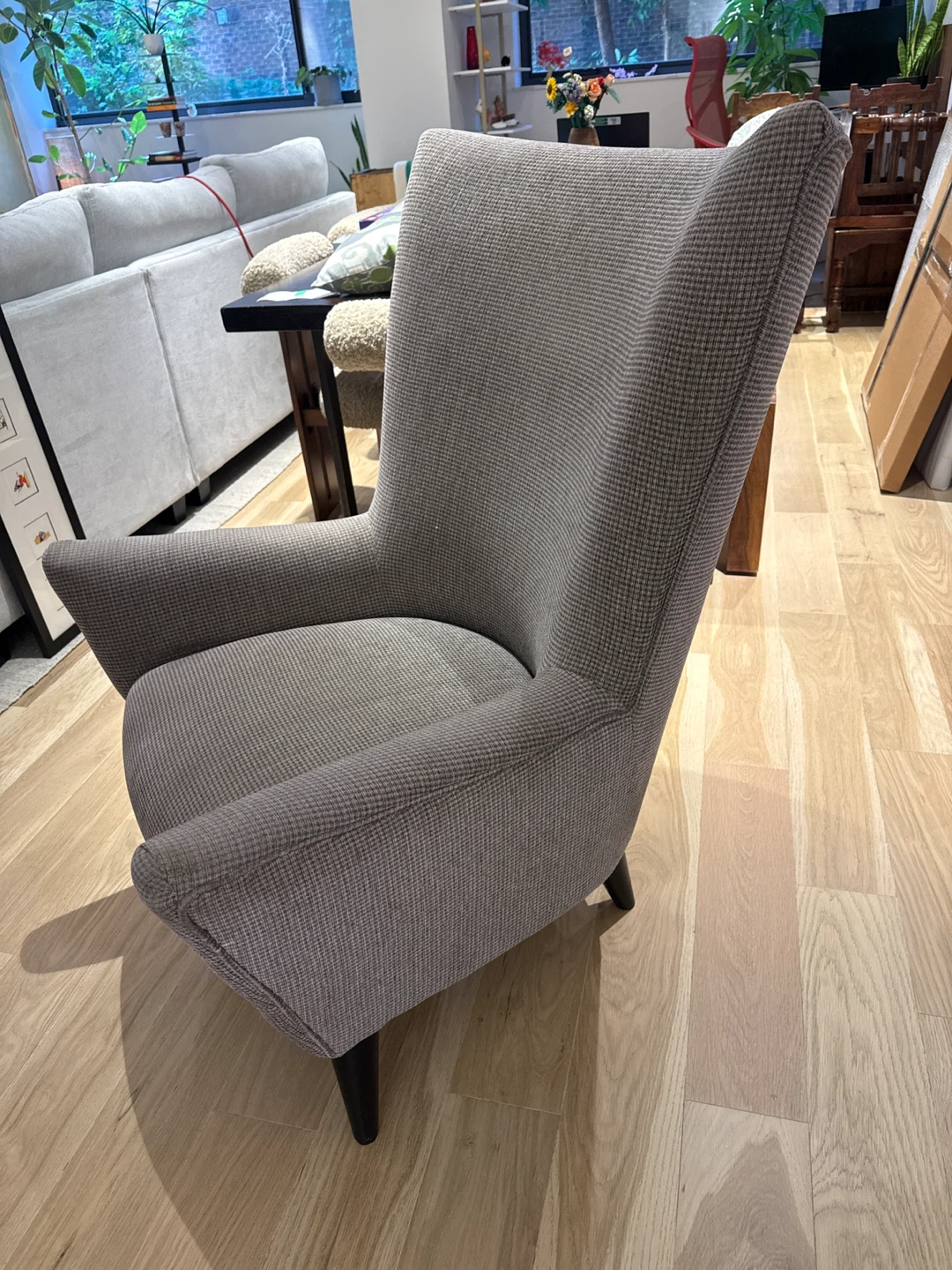 Grey Fabric Wingback Accent Chair - photo 3