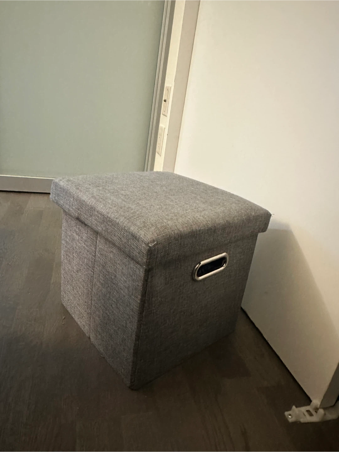 Grey Fabric Storage Ottoman