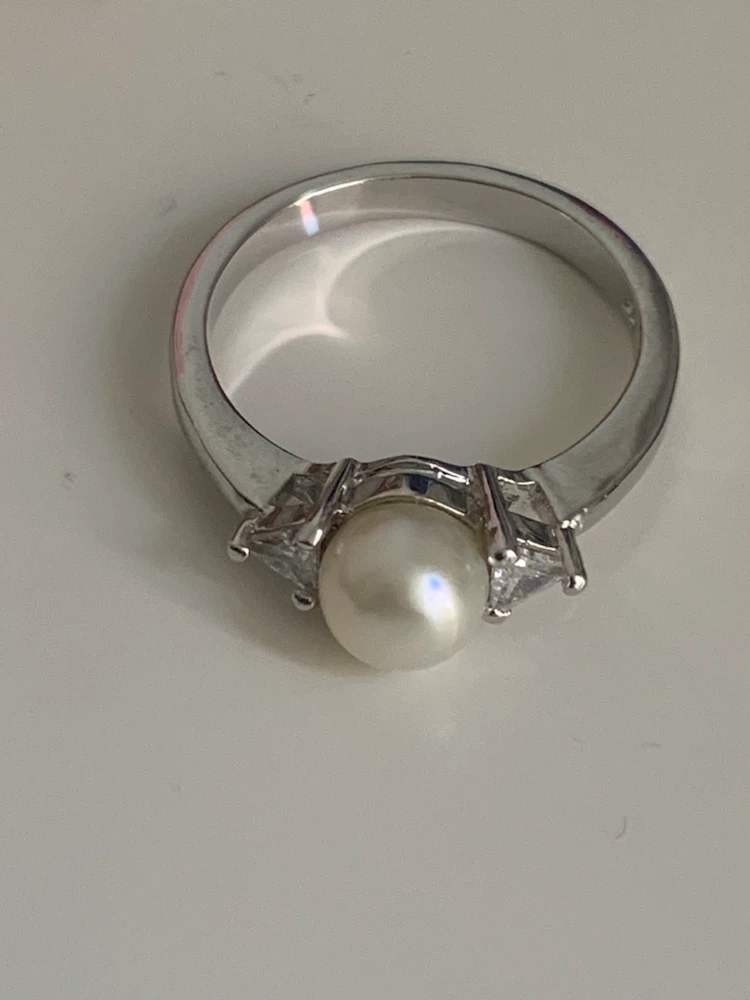 Silver Pearl Necklace & Ring Set - photo 3