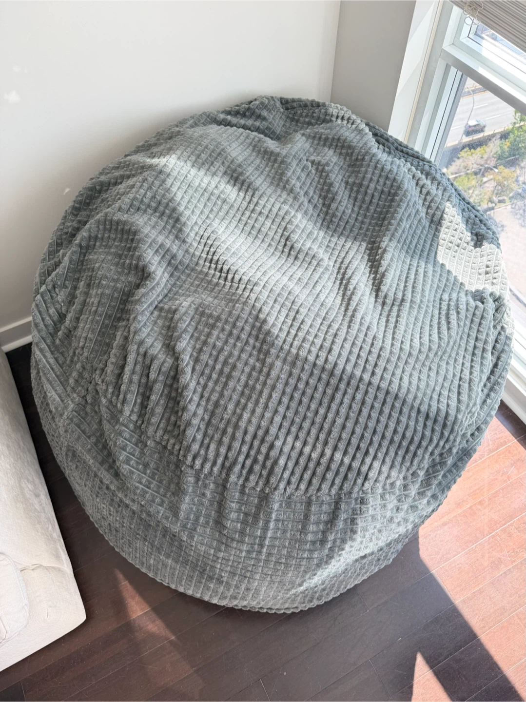 Large Grey Waffle Texture Bean Bag Chair - photo 2