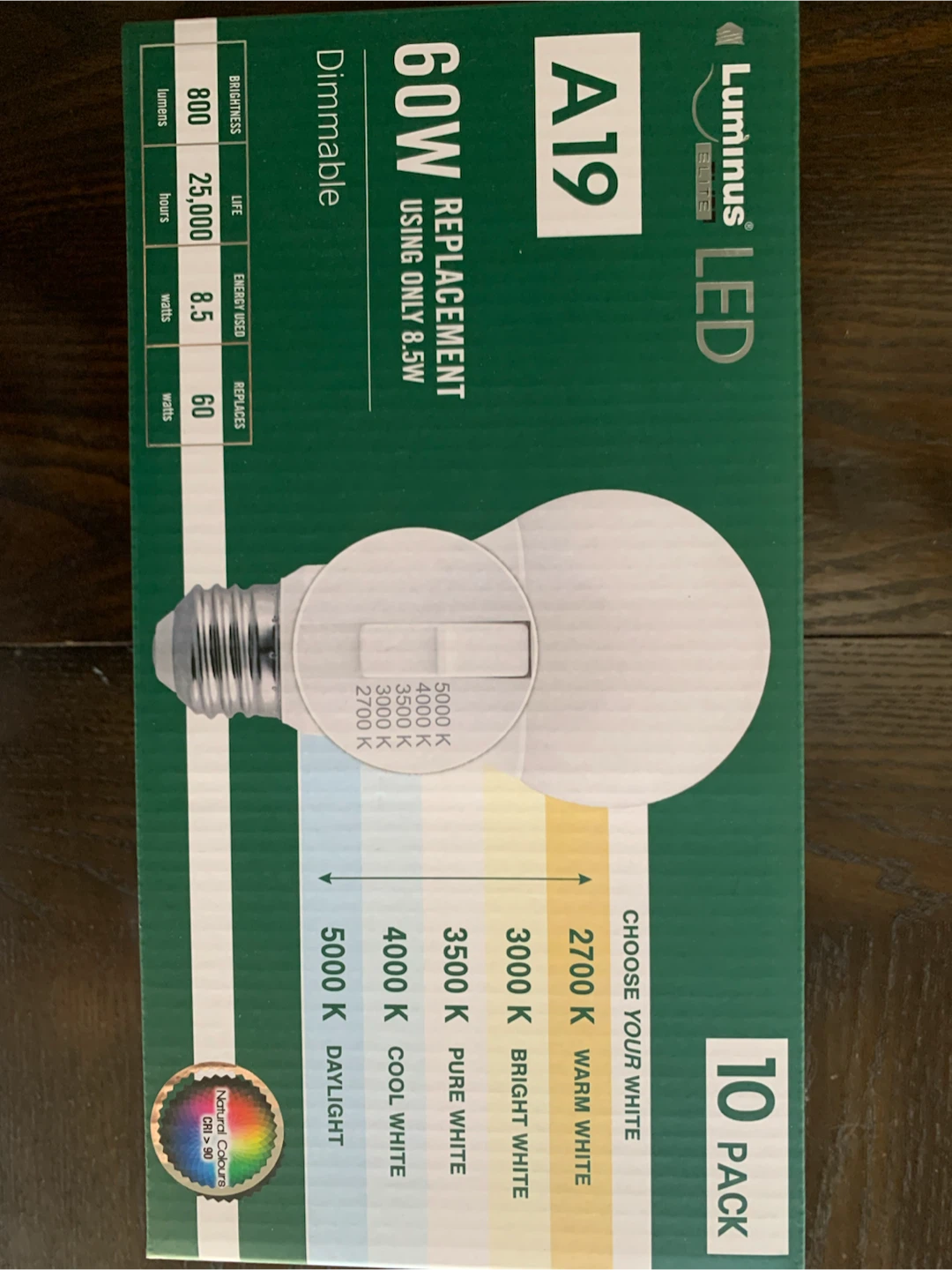 New-Luminus Elite A19 LED Light Bulbs 10-Pack