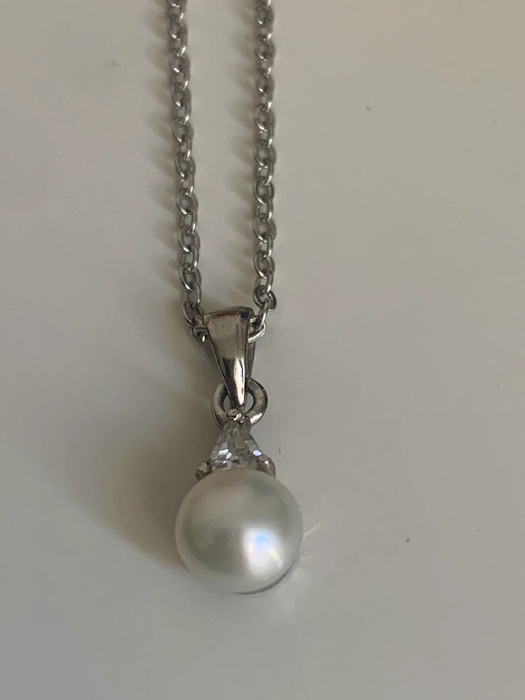 Silver Pearl Necklace & Ring Set - photo 2