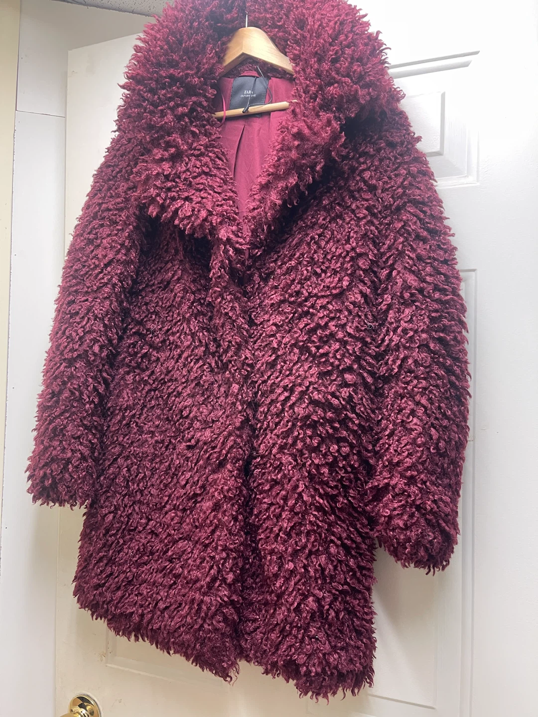 Zara Burgundy Faux Fur Coat