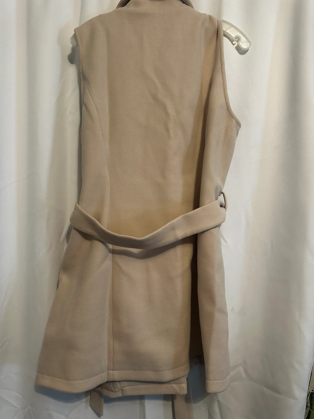 Cream Sleeveless Belted Coat Vest - photo 3