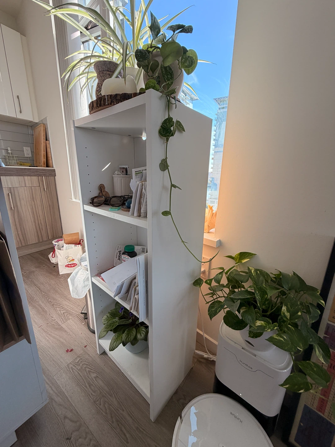 MOVING SALE- IKEA White Four-Shelf Storage - photo 5