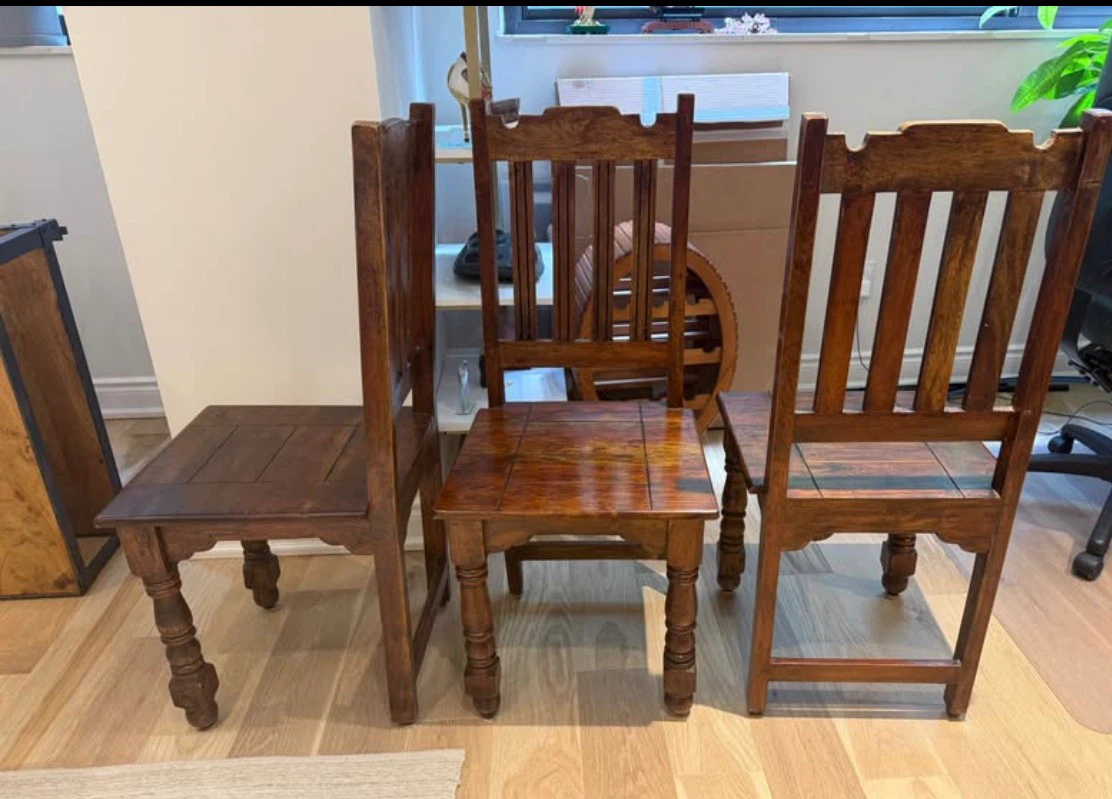 Set of 3 Solid Wood Dining Chairs