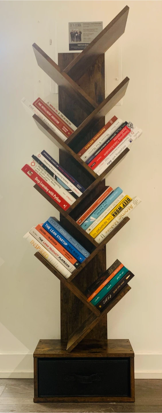 Rustic Tree Bookshelf with Storage Drawer