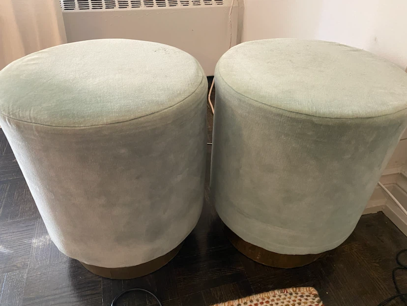 Set of Two Mint Green Velvet Ottomans for free