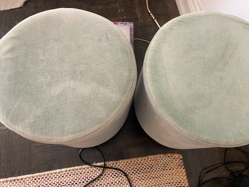 Set of Two Mint Green Velvet Ottomans for free - photo 2