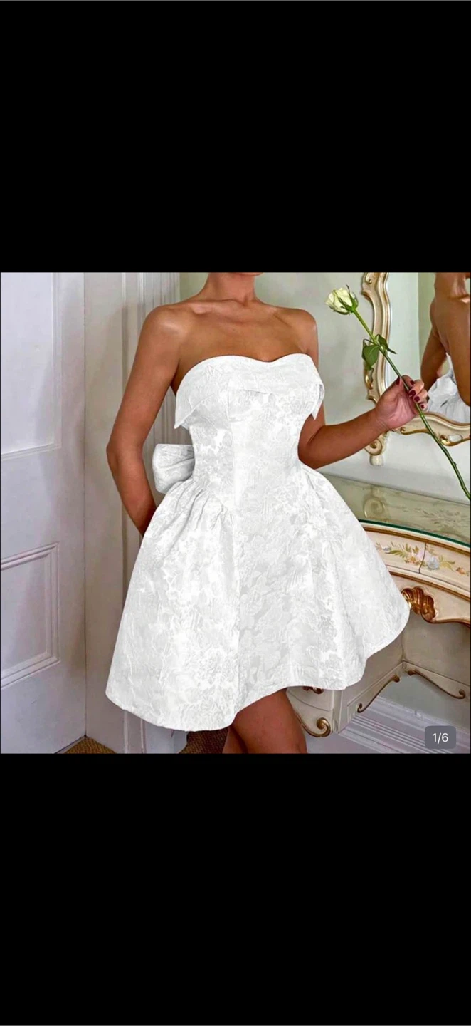 White Bridal strapless Dress size L (8/10)